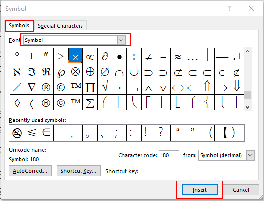 Math Symbols In Word