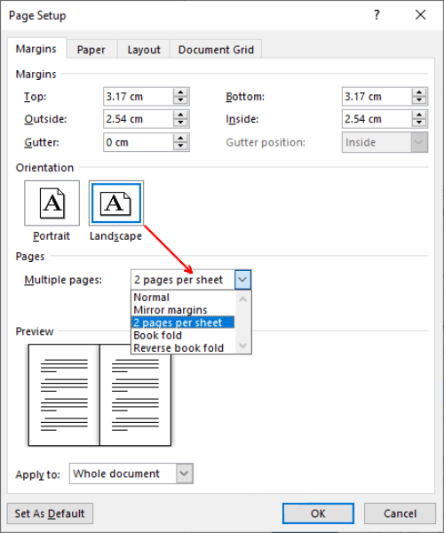 How To Print Two Or Multiple Pages On The Same Paper In Word My 