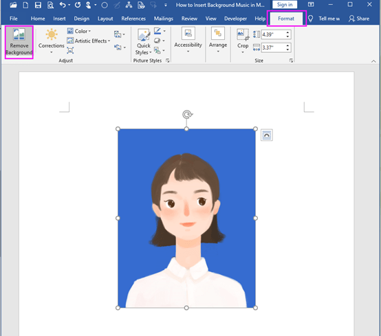 How to Change the Background Color of the ID Photo in Word? - My Microsoft  Office Tips