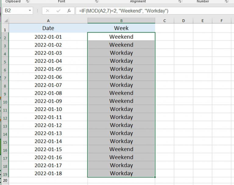 Excel Work Out Day Of Week From Date