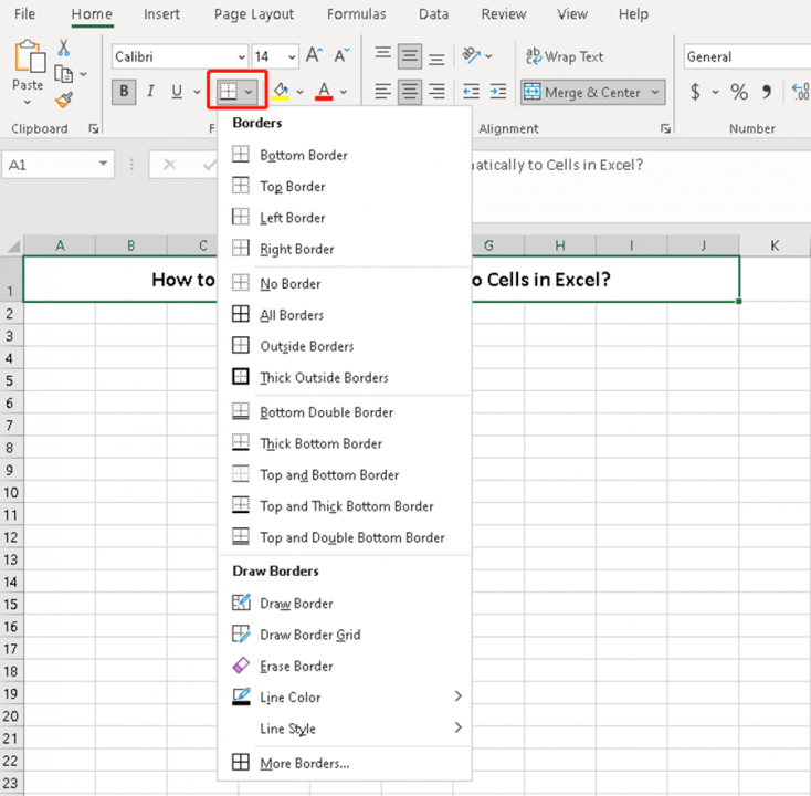 How To Add Borders Automatically To Cells In Excel My Microsoft 