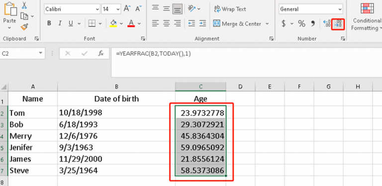 How To Calculate Age From Date Of Birth In Excel My Microsoft Office Tips 2934